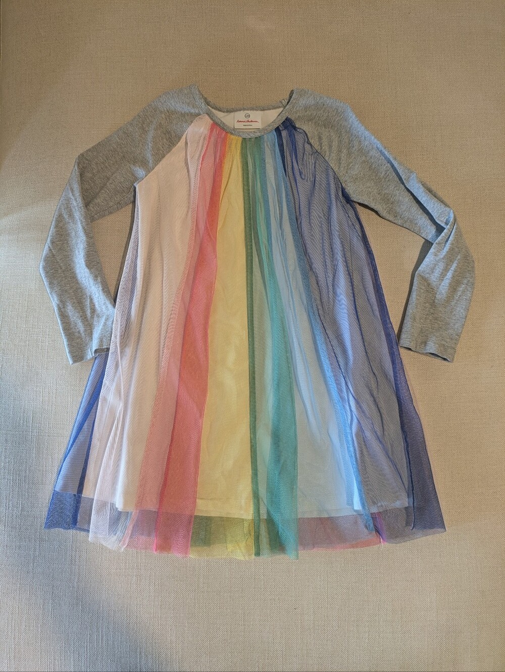 Hanna Andersson Size 120 Rainbow Tulle Long Sleeve Dress